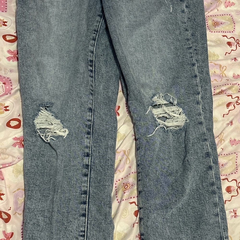 Old Navy Light Blue Distressed Straight Leg Jeans
